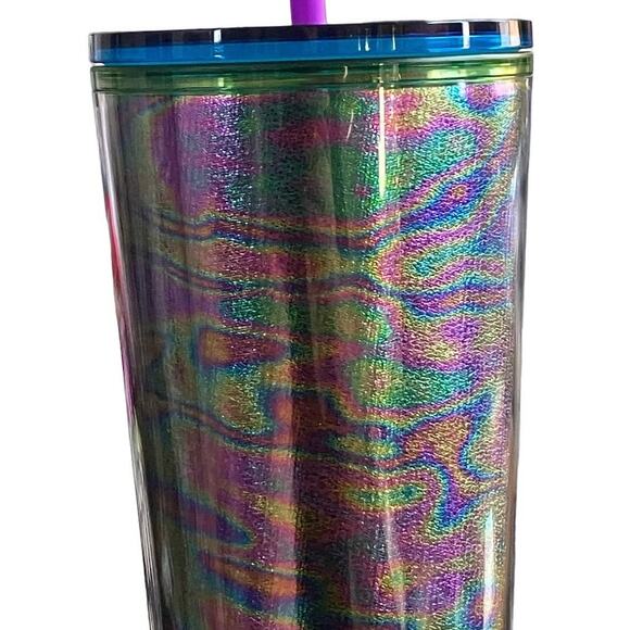 New Starbucks Purple Blue Green Chrome Swirl Venti Cup 24 oz - Picture 3 of 4
